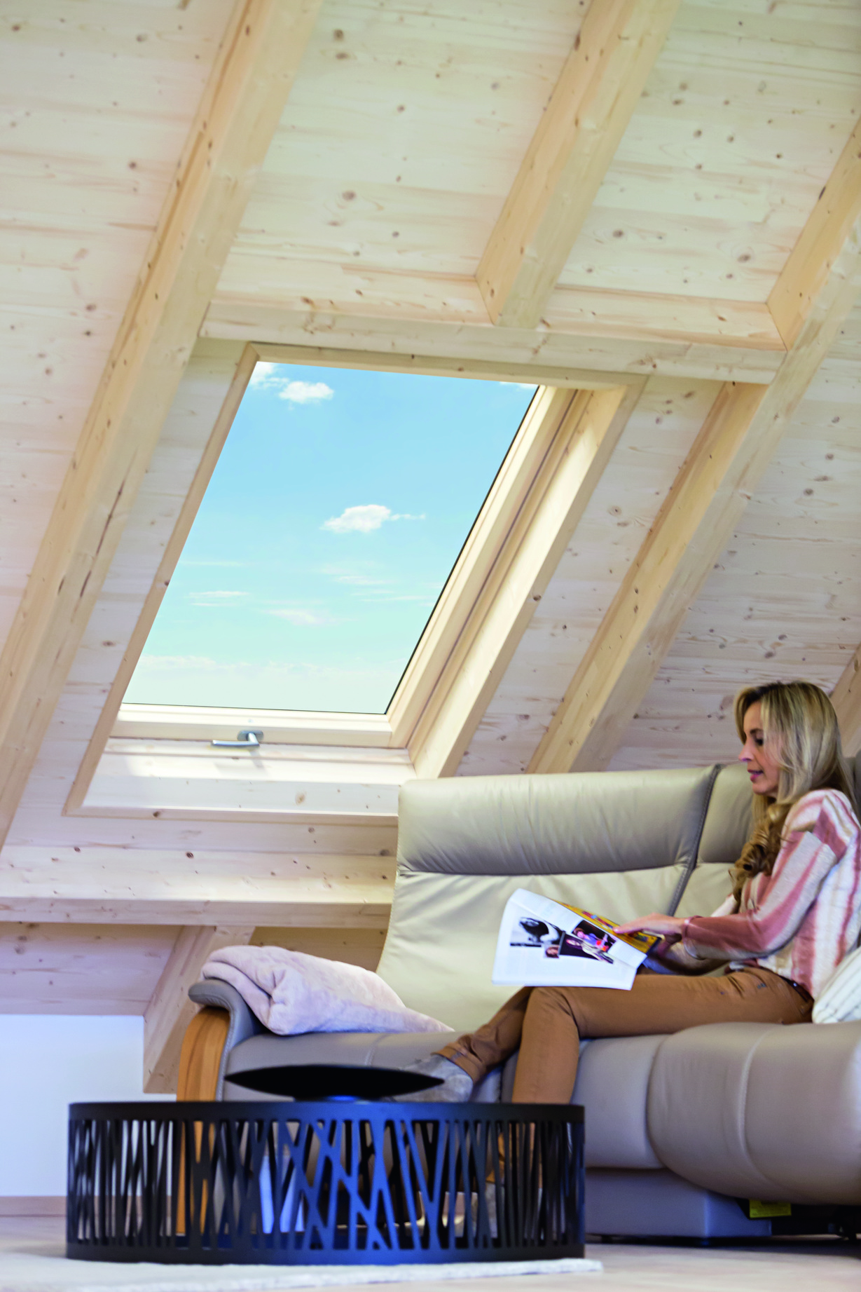 Roto Designo Klapp-Schwingfenster R8 Holz-807265M Erwachsener, Weiblich, Person, Frau, Fenster